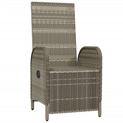 havestole med lænefunktion og hynder 2 stk. polyrattan grå