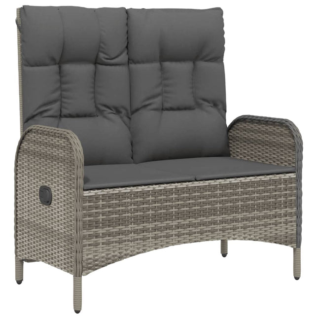 havebænk med lænefunktion og hynder 107 cm polyrattan grå
