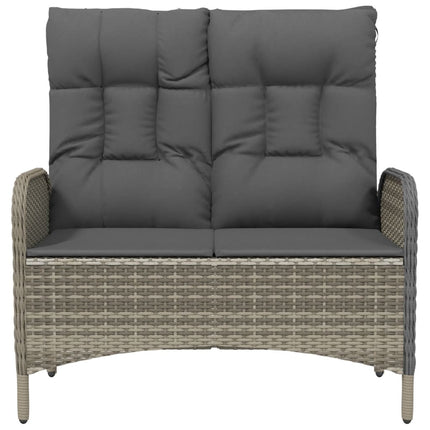 havebænk med lænefunktion og hynder 107 cm polyrattan grå