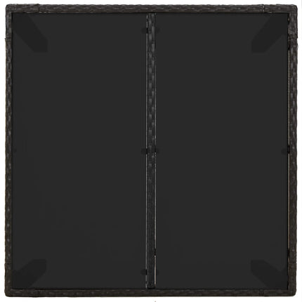havebord med glastop 90x90x75 cm polyrattan sort