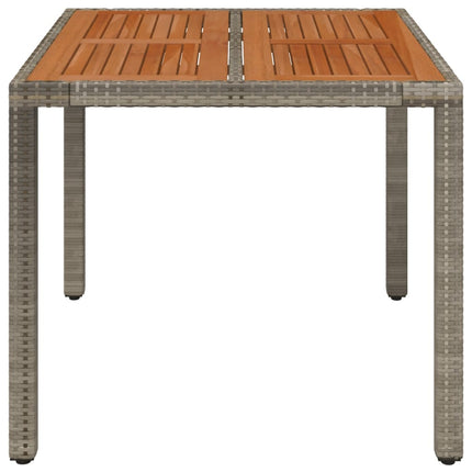 havebord med træplade 90x90x75 cm polyrattan grå