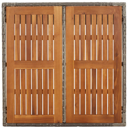 havebord med træplade 90x90x75 cm polyrattan grå