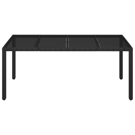 havebord med glastop 150x90x75 cm polyrattan sort