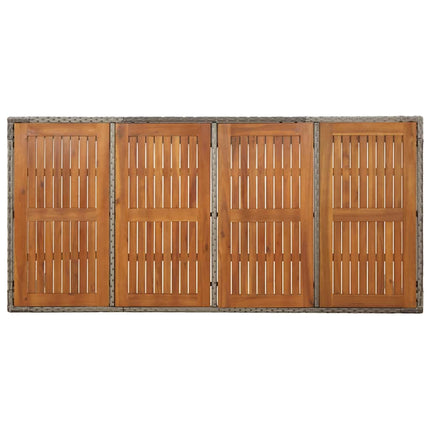 havebord med træplade 190x90x75 cm polyrattan grå