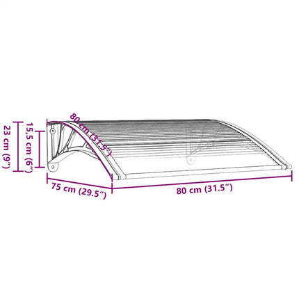 dørmarkise grå og transparent 80x75 cm polycarbonat