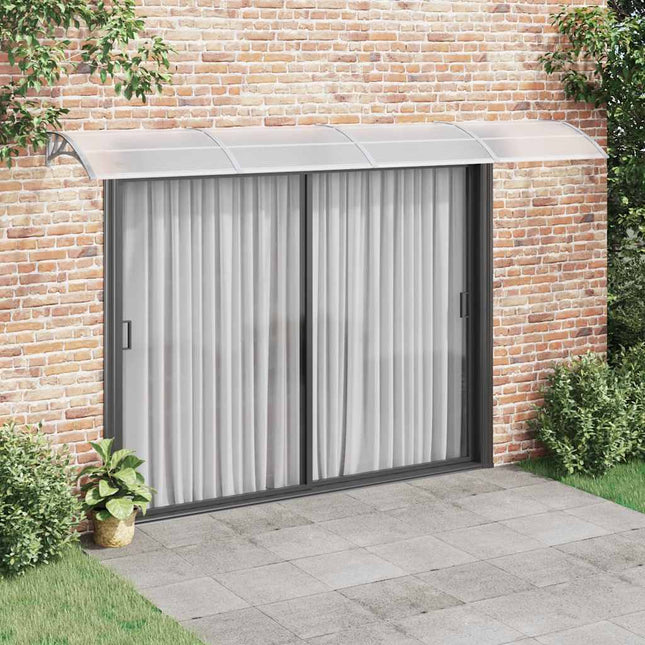 dørbaldakin 400x75 cm polycarbonat grå og transparent