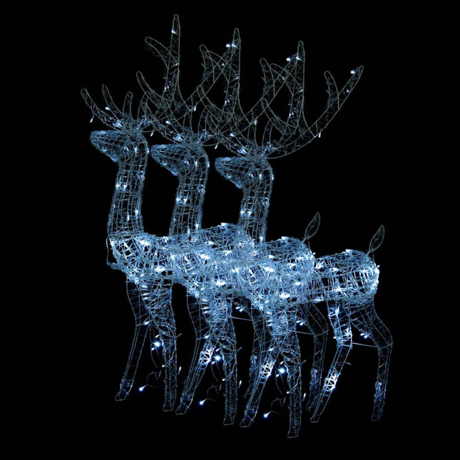 julerensdyr 3 stk. 128 cm akryl kold hvidt lys