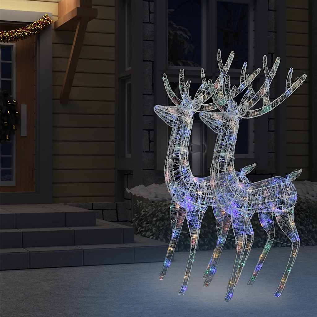julerensdyr 2 stk. 180 cm 250 LED'er akryl flerfarvet lys