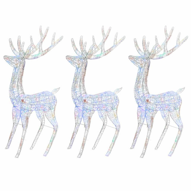 julerensdyr 3 stk. 180 cm 250 LED'er akryl flerfarvet lys
