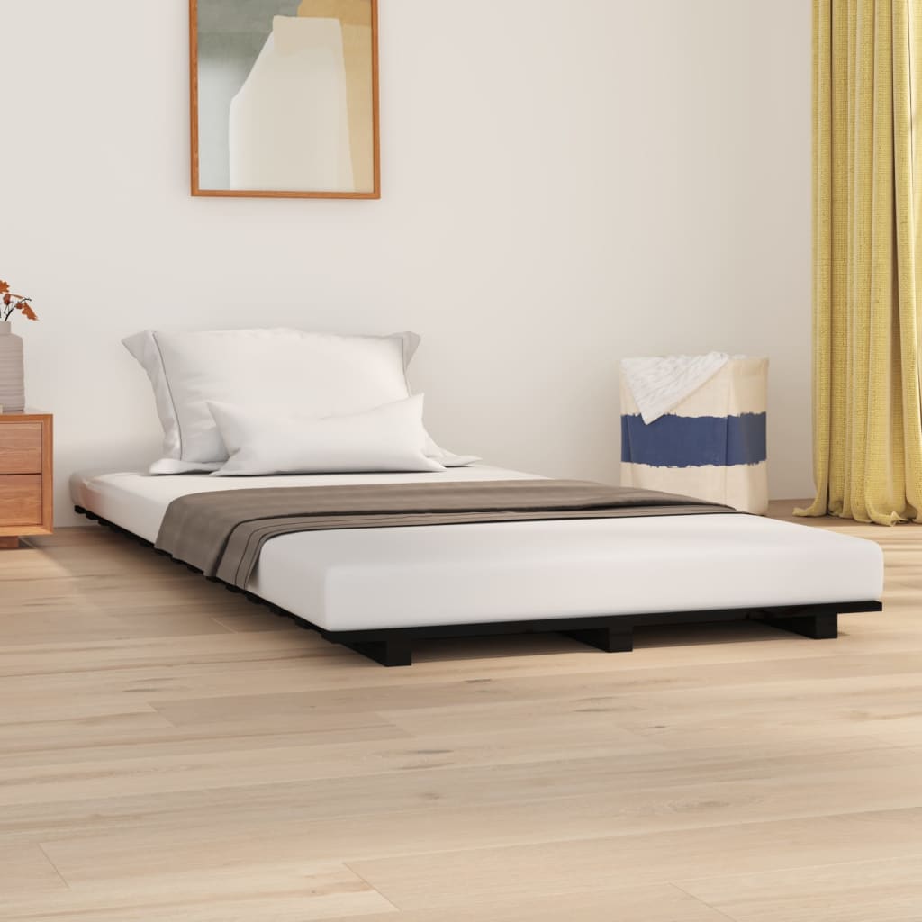 sengeramme 100x200 cm massivt fyrretræ sort