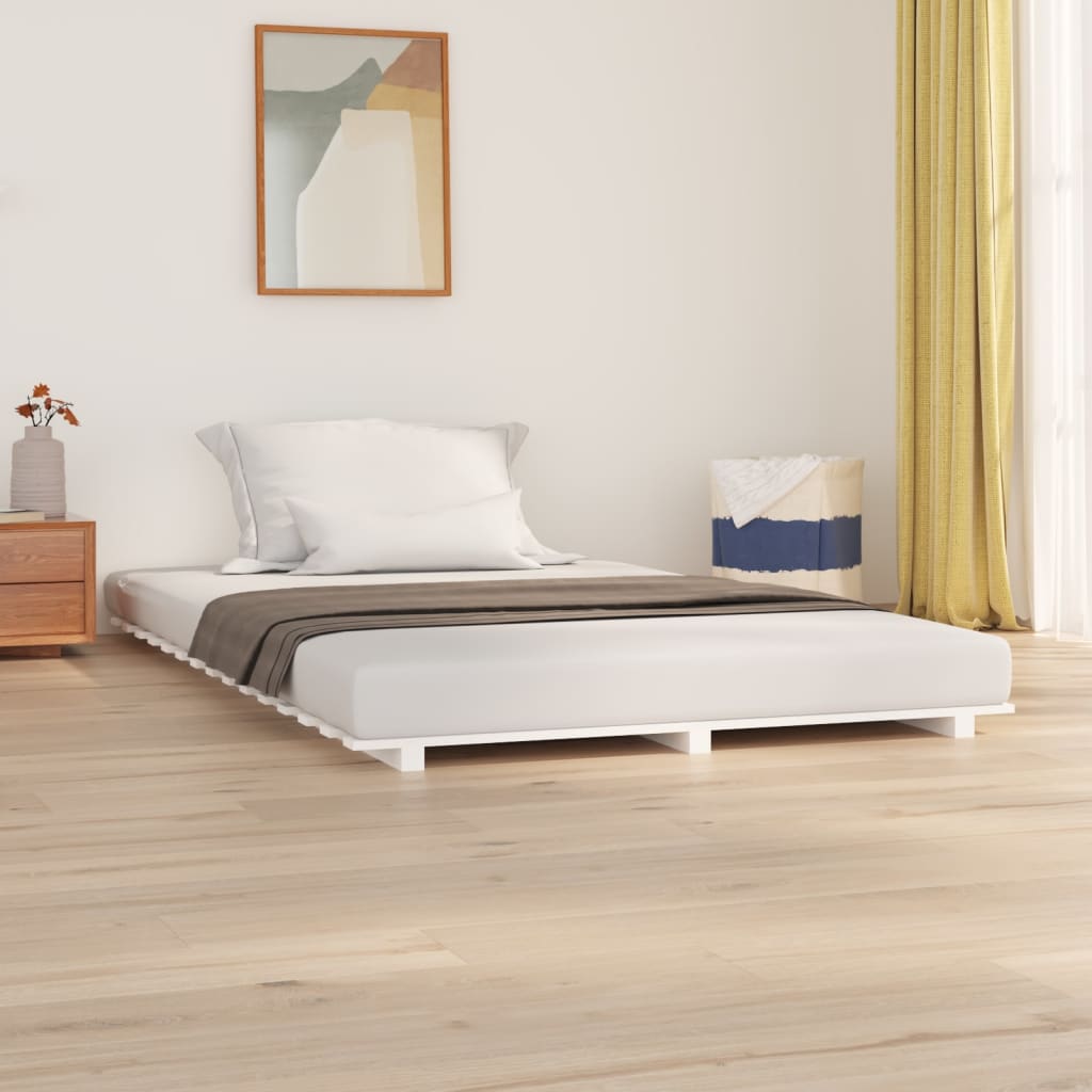 sengeramme 120x200 cm massivt fyrretræ hvid