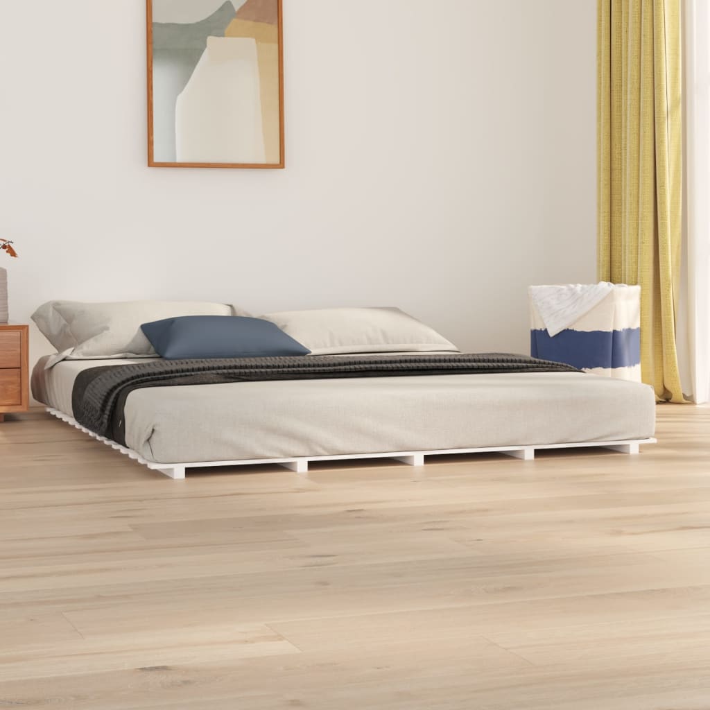 sengeramme 160x200 cm massivt fyrretræ hvid