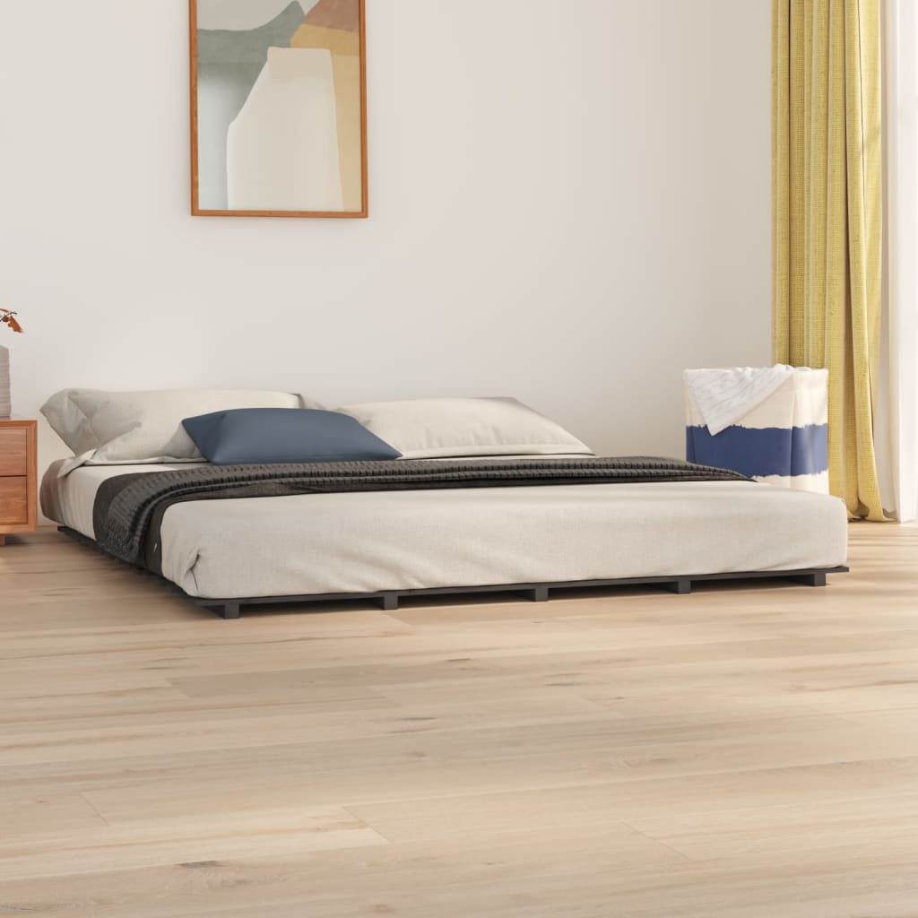 sengeramme 180x200 cm massivt fyrretræ grå