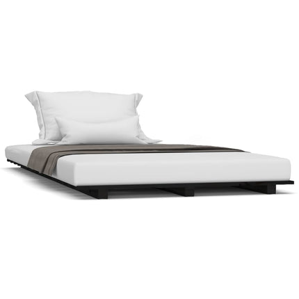sengestel 75x190 cm massivt fyrretræ sort