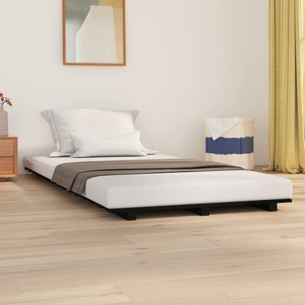 sengestel 75x190 cm massivt fyrretræ sort