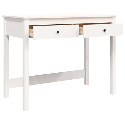 skrivebord med skuffer 100x50x78 cm massivt fyrretræ hvid