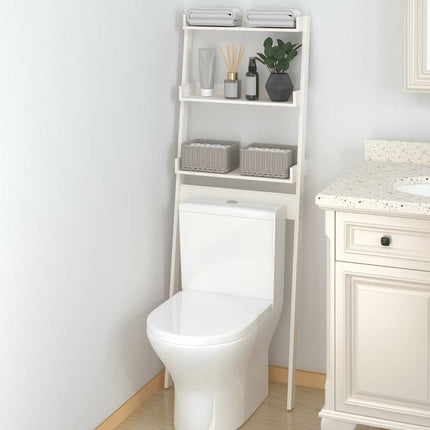 toiletstativ 63,5x32x179 cm massivt fyrretræ hvid