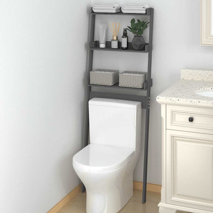toiletstativ 63,5x32x179 cm massivt fyrretræ grå