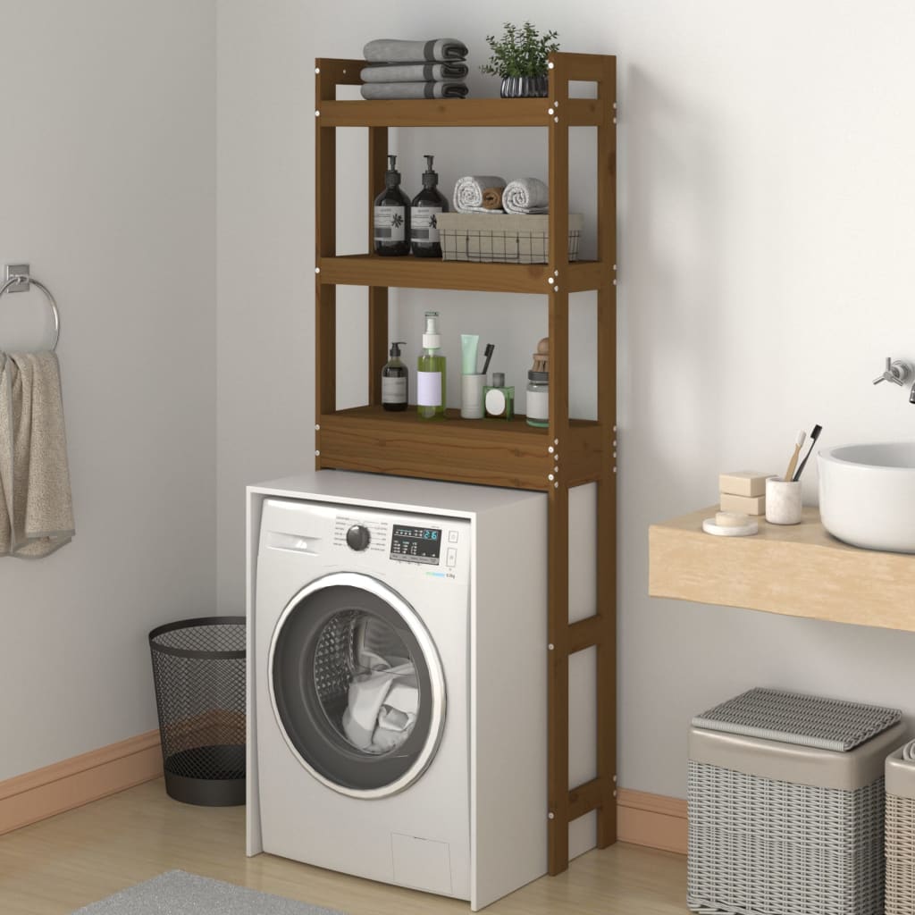 toiletstativ 63x26x171 cm massivt fyrretræ gyldenbrun