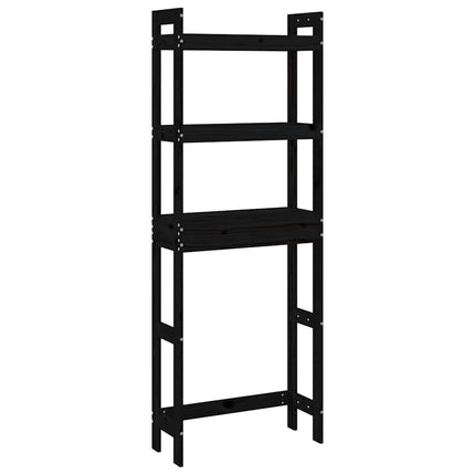 toiletstativ 63x26x171 cm massivt fyrretræ sort