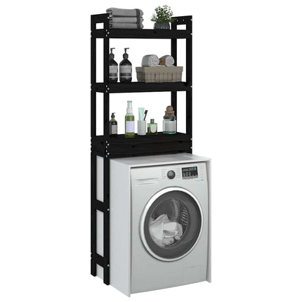 toiletstativ 63x26x171 cm massivt fyrretræ sort