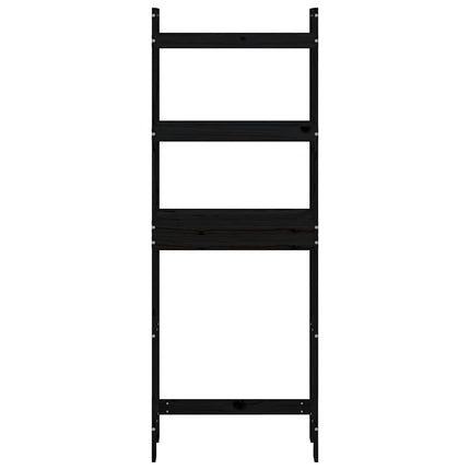toiletstativ 63x26x171 cm massivt fyrretræ sort