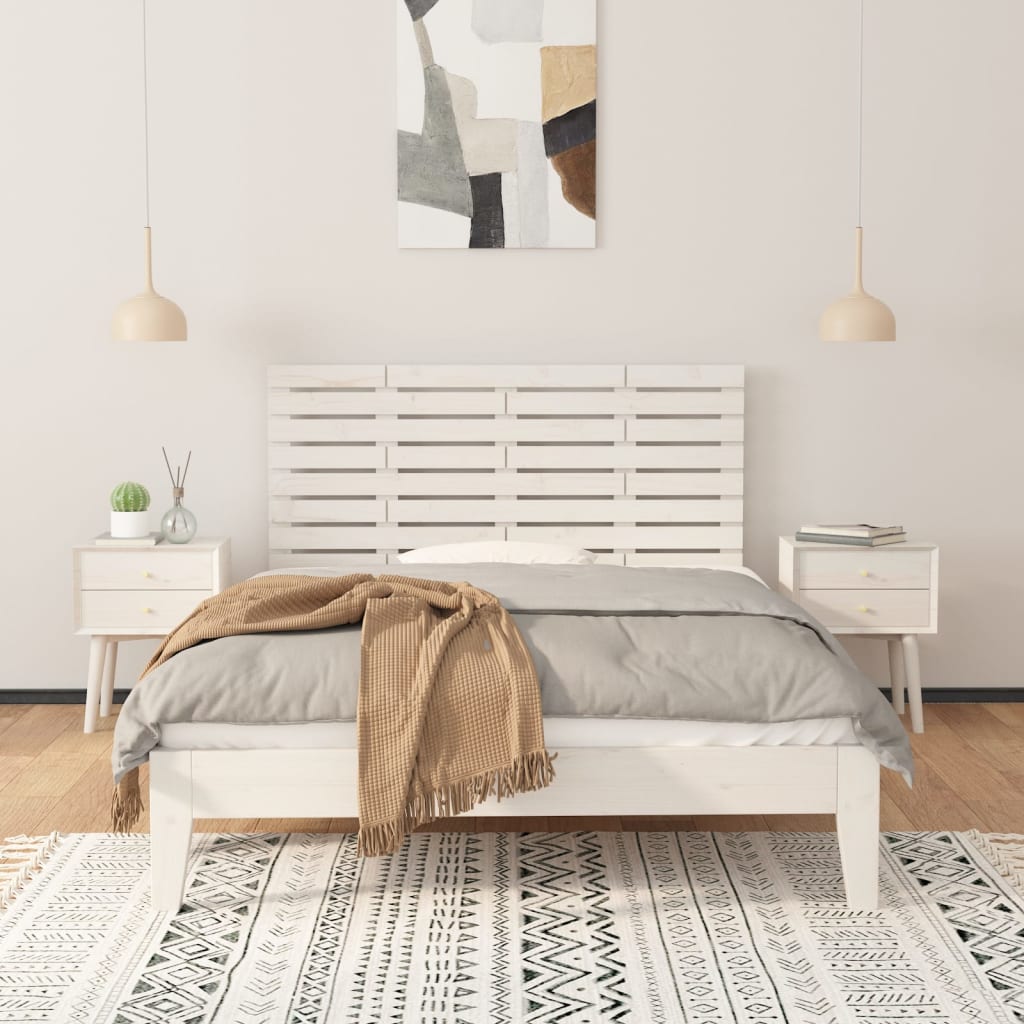 sengegavl 146x3x63 cm massivt fyrretræ hvid