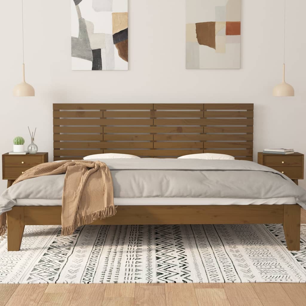 sengegavl 166x3x63 cm massivt fyrretræ gyldenbrun