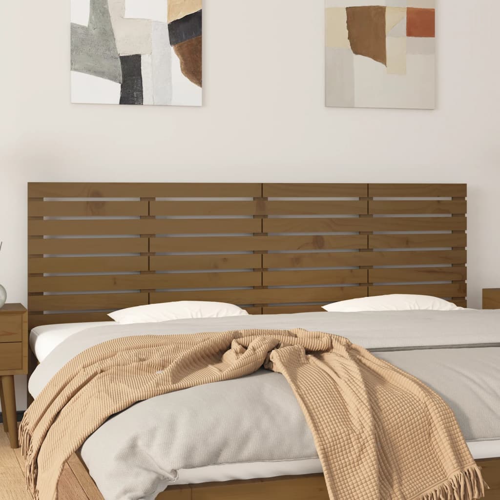 sengegavl 166x3x63 cm massivt fyrretræ gyldenbrun