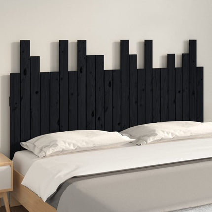 sengegavl 146,5x3x80 cm massivt fyrretræ sort