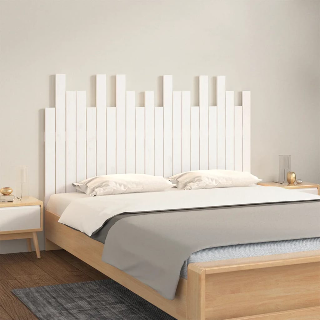 sengegavl 140x3x80 cm massivt fyrretræ hvid