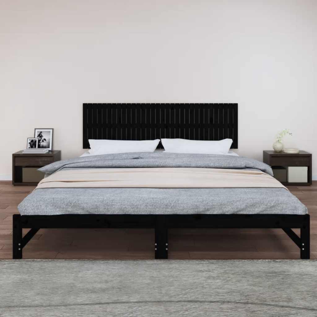 sengegavl 204x3x60 cm massivt fyrretræ sort