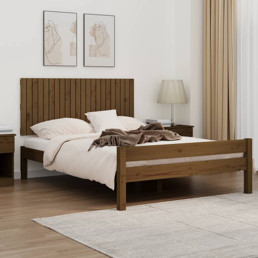 sengegavl 140x3x60 cm massivt fyrretræ gyldenbrun