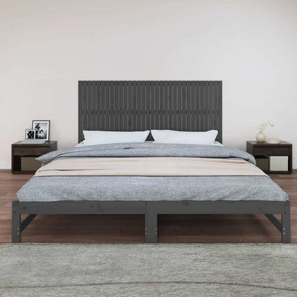 sengegavl 204x3x90 cm massivt fyrretræ grå