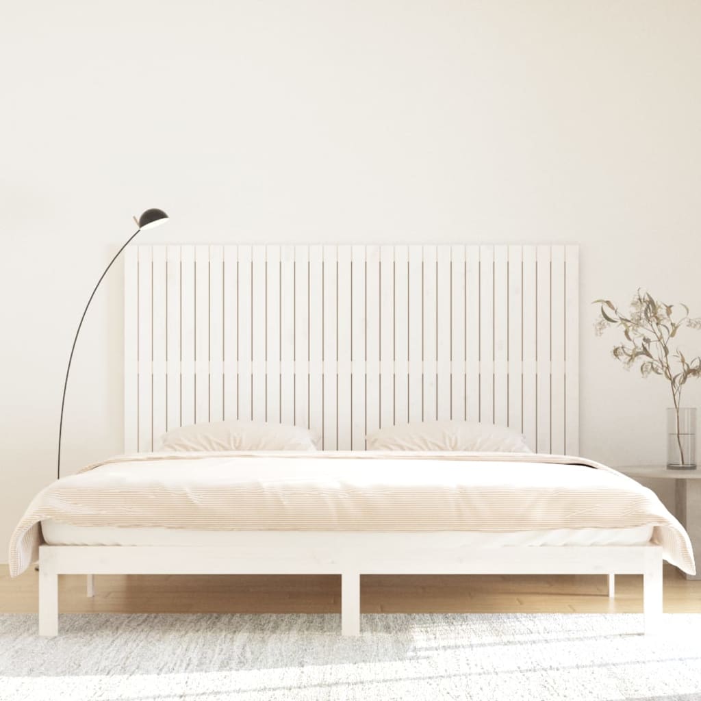 sengegavl 204x3x110 cm massivt fyrretræ hvid