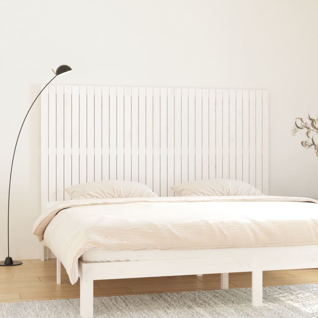 sengegavl 204x3x110 cm massivt fyrretræ hvid