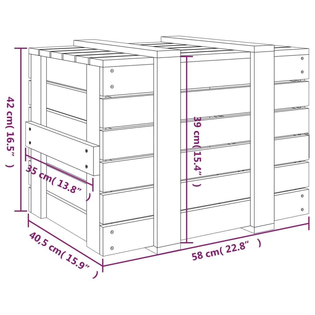 opbevaringskasse 58x40,5x42 cm massivt fyrretræ hvid