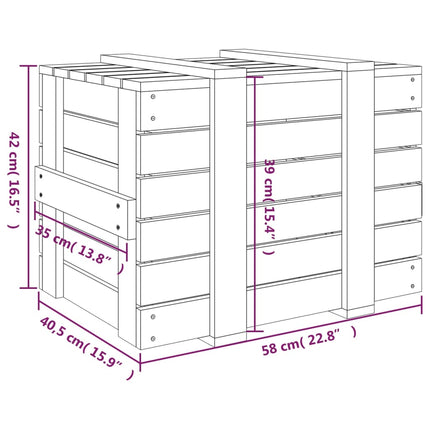 opbevaringskasse 58x40,5x42 cm massivt fyrretræ hvid