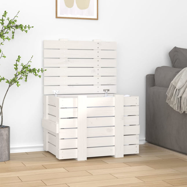 opbevaringskasse 58x40,5x42 cm massivt fyrretræ hvid