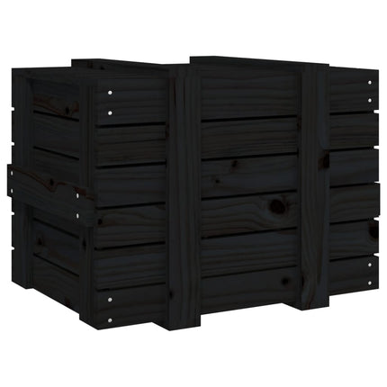opbevaringskasse 58x40,5x42 cm massivt fyrretræ sort
