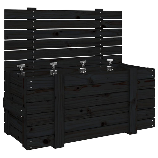 opbevaringskasse 91x40,5x42 cm massivt fyrretræ sort