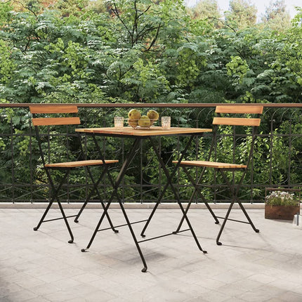 foldbare bistrostole 2 stk. massivt teaktræ og stål