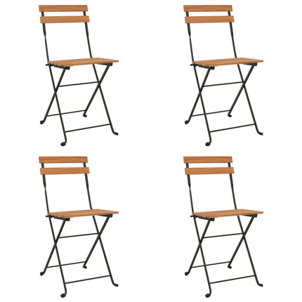 foldbare bistrostole 4 stk. massivt teaktræ og stål