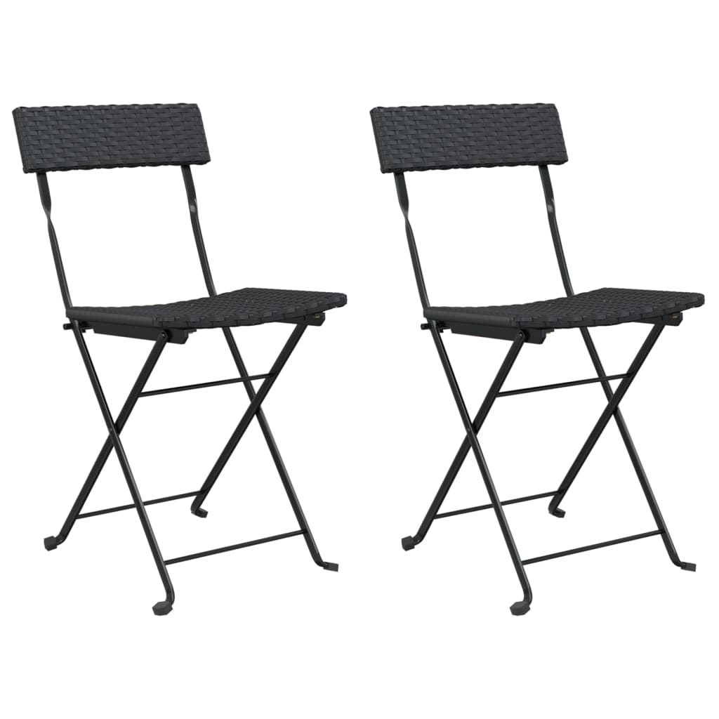 foldbare bistrostole 2 stk. polyrattan og stål sort
