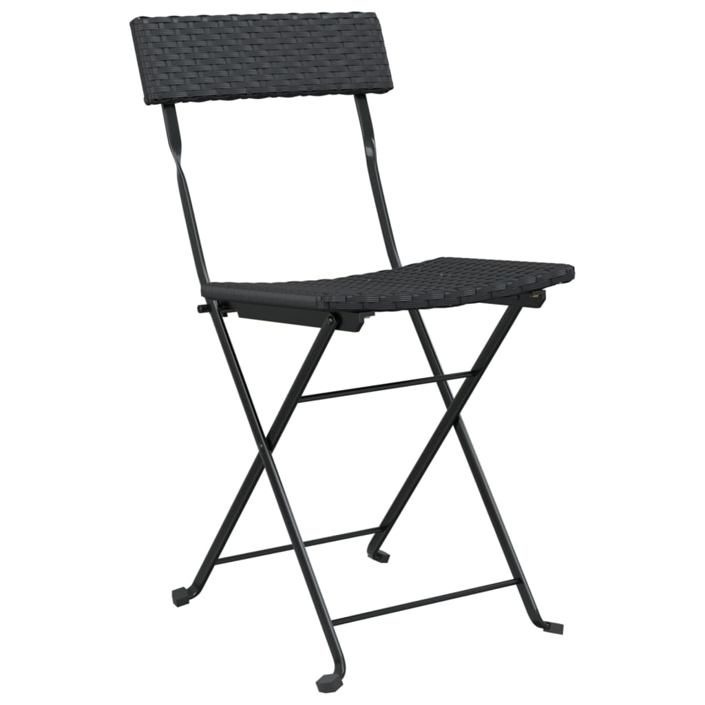foldbare bistrostole 2 stk. polyrattan og stål sort