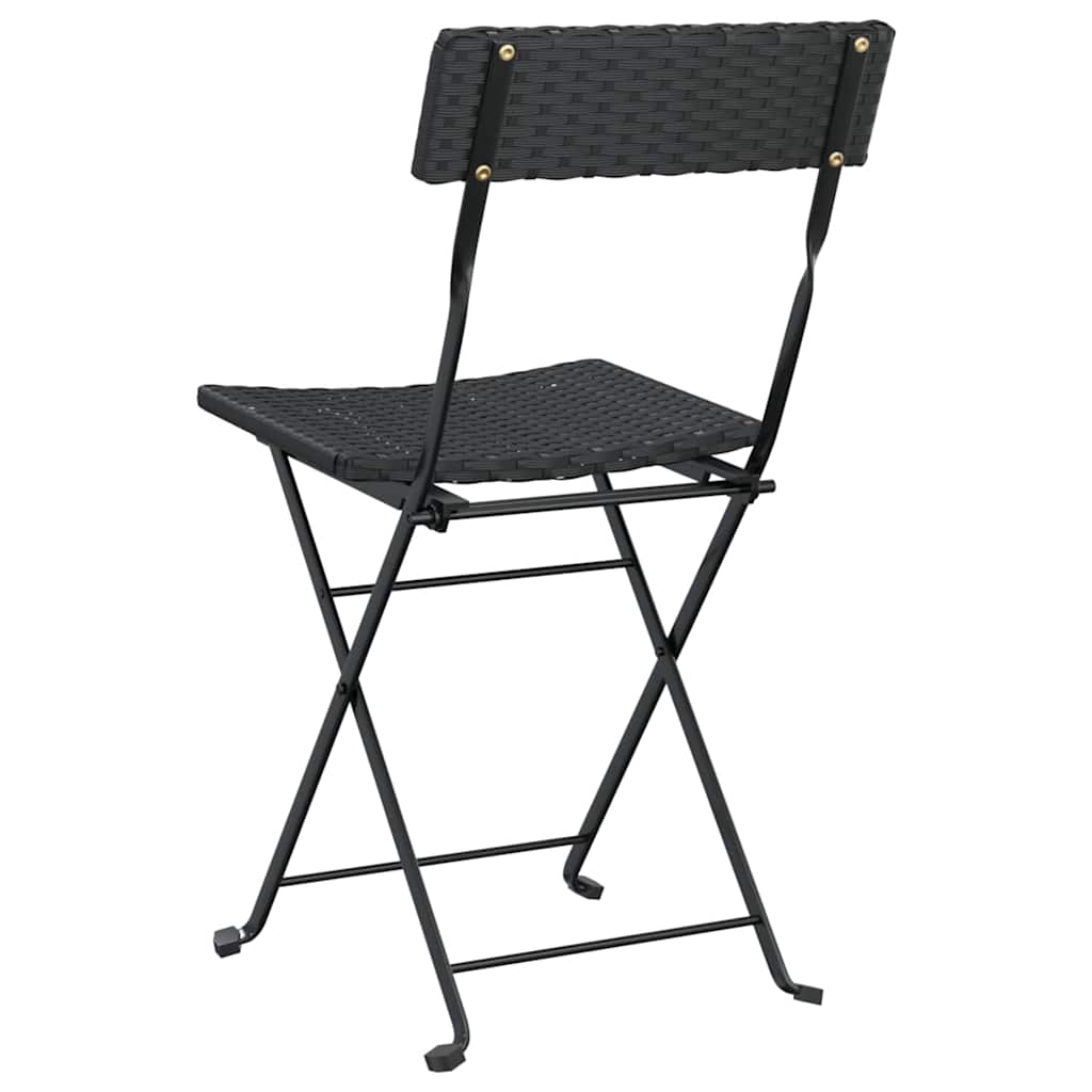 foldbare bistrostole 2 stk. polyrattan og stål sort