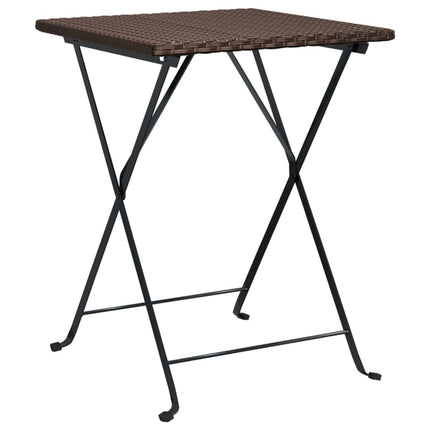foldbart bistrosæt 3 dele polyrattan brun