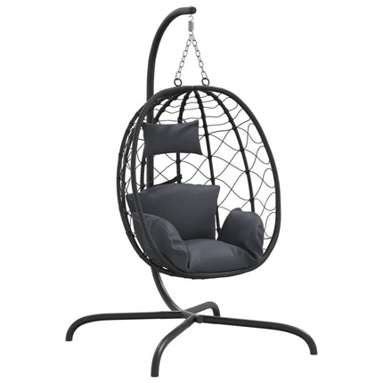 hængestol med æg og hynder antracit polyrattan og stål