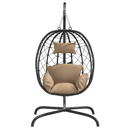 hængestol med æg og hynder taupe polyrattan og stål