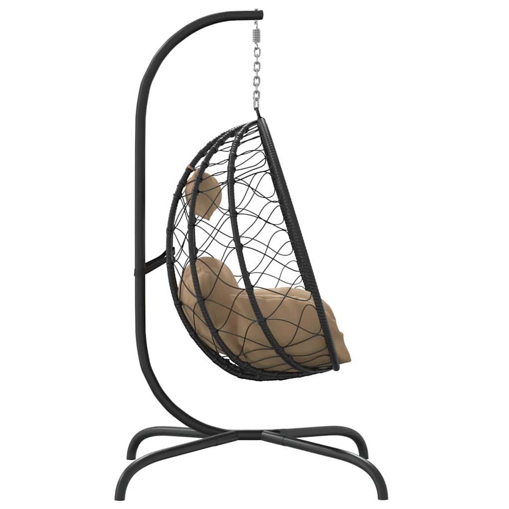 hængestol med æg og hynder taupe polyrattan og stål